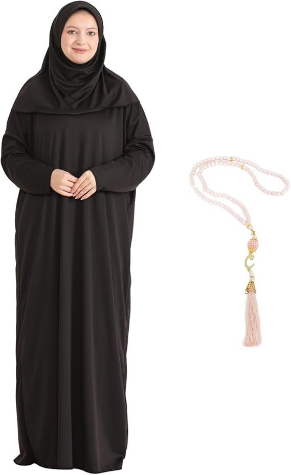 Women Prayer Clothes with Hijab Muslim Outfits Long Robe Abaya Turkish Islamic Dresses Dubai Kaftan with Rosary