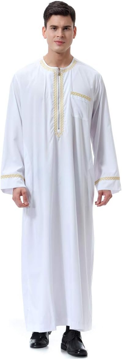 Men's Muslim Clothes Durable Kaftan Robe Dubai Long Gown Ethnic Clothes,1pc Soft Robe Review.